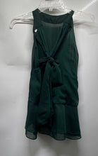 Load image into Gallery viewer, H&amp;M Womens Green Sleeveless Round Tie Neck Ruffle Hem Blouse Top Size S
