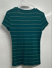 Load image into Gallery viewer, Tommy Hilfiger Womens Green Multi Striped Short Sleeve Crew Neck T-Shirt Size M
