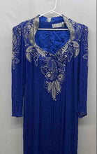 Load image into Gallery viewer, Black Tie Womens Blue Embellished Long Sleeve Back-Zip Maxi Dress Size 14
