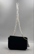 Load image into Gallery viewer, Jimmy Choo Parfums Womens Black Chain Strap Flap Over Crossbody Bag With Tags
