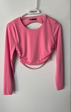 Load image into Gallery viewer, Zara Womens Pink Round Neck Long Sleeve Pullover Cropped Blouse Top Size S

