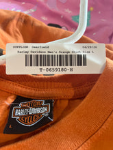 Load image into Gallery viewer, Harley-Davidson Mens Orange Jamaica Crew Neck Short Sleeve Pullover T-Shirt Sz L
