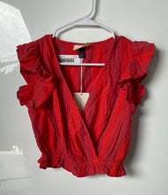 Load image into Gallery viewer, Universal Thread Womens Red Flutter Sleeve Surplice Neck Blouse Top Sz XS w/ Tag
