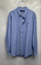 Load image into Gallery viewer, Ralph Lauren Mens Blue White Striped Cotton Long Sleeve Button-Up Shirt Size XL
