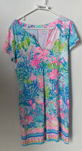 Load image into Gallery viewer, Lilly Pulitzer Womens Multicolor Tropical Print Short Sleeve Mini Dress Size L
