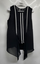 Load image into Gallery viewer, Alfani Womens Black White Striped Print Asymmetrical Hem Blouse Top Size 6
