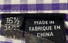 Load image into Gallery viewer, Hugo Boss Mens Purple Gingham Cotton Long Sleeve Sharp Fit Dress Shirt Size 16.5
