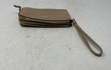 Load image into Gallery viewer, Coach Womens Beige Pebbled Leather Corner Zip Mini Wristlet Wallet
