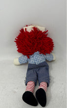 Load image into Gallery viewer, Aurora Red Yarn Hair Handmade Raggedy Andy Cloth Doll With Blue Floral Outfit
