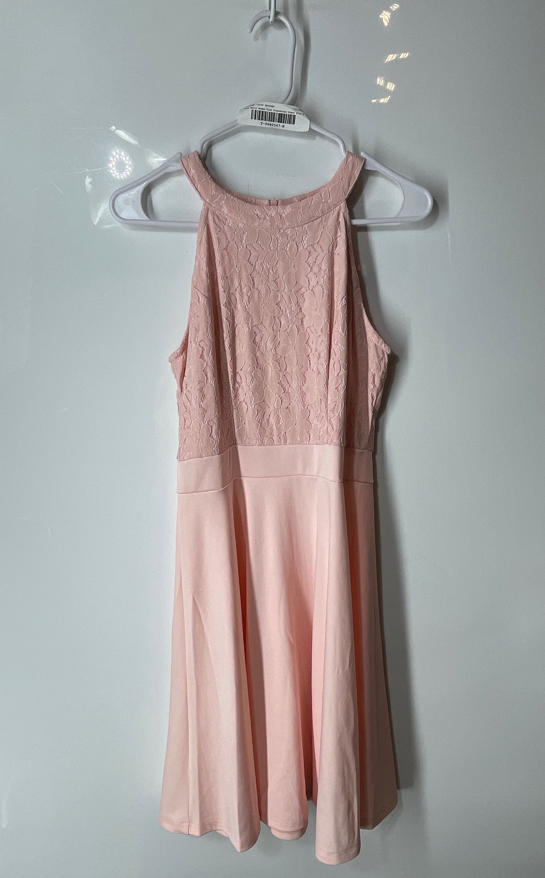 Kate Kasin Womens Pink Floral Lace Sleeveless Round Neck A-Line Dress Size S