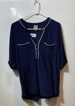 Load image into Gallery viewer, Anne Klein Womens Blue Short Sleeve Henley Neck Blouse Top Size Large
