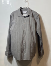 Load image into Gallery viewer, Calvin Klein Mens Gray White Check Long Sleeve Slim Fit Button-Up Shirt Size L
