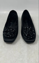 Load image into Gallery viewer, NY&amp;C Womens Black Rhinestone Square Toe Flat Heel Slip-On Ballet Flats Size 6
