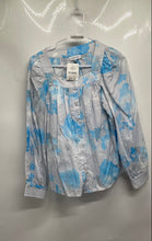 Load image into Gallery viewer, Calvin Klein Womens Gray Blue Floral Cotton Button Long Sleeve Blouse Top Sz XS
