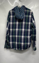Load image into Gallery viewer, Lacoste Live Mens Blue Plaid Long Sleeve Hooded Flannel Button-Up Shirt Sz EU 42
