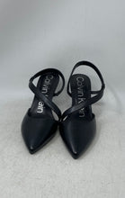Load image into Gallery viewer, Calvin Klein Womens Greer Black Leather Pointed Toe Slingback Heels Size 8M
