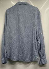 Load image into Gallery viewer, Perry Ellis Mens Light Blue Linen Long Sleeve Button-Up Shirt Size Large
