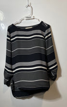 Load image into Gallery viewer, Loft Womens Striking Black &amp; White Striped Polka Dot Tunic Blouse Top Size M

