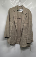 Load image into Gallery viewer, Zara Womens Beige Notch Lapel Front Tie Long Sleeve Blazer Jacket Size Small
