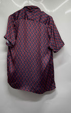 Load image into Gallery viewer, Zara Mens Red Blue Geometric Diamond Print Short Sleeve Button-Up Shirt Size M
