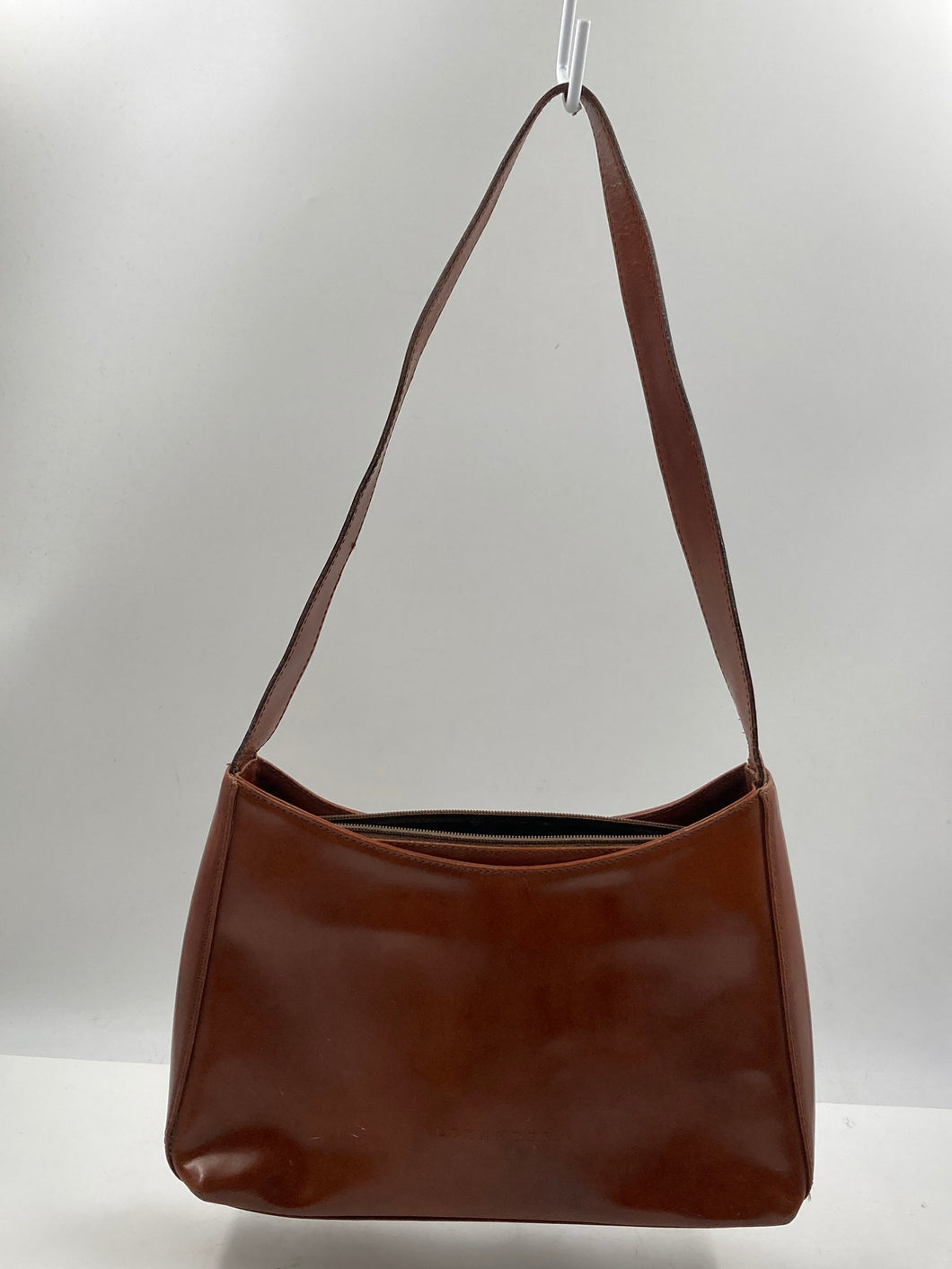 Alexander Womens Brown Leather Inner Pocket Zip Top Shoulder Purse Worn