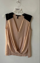 Load image into Gallery viewer, BCBGMaxazria Womens Beige Black Sleeveless V-Neck Regular Fit Blouse Top Size S
