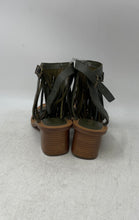 Load image into Gallery viewer, Aldo Womens Green Open Toe Fringe Block Ankle Strap Sandals Size 7
