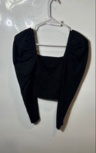 Load image into Gallery viewer, Zara Womens Black Dramatic Lantern Sleeve Square Neck Cropped Blouse Top Size S
