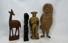 Load image into Gallery viewer, Vintage Lot Of 4 Pcs Wooden Deer Musician Tribal Men Pilgrim Sculpture
