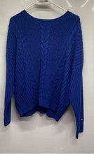 Load image into Gallery viewer, Tommy Hilfiger Womens Blue Round Neck Cable Knitted Pullover Sweater Size L/G
