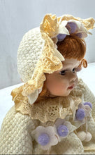 Load image into Gallery viewer, Brown Hair Wearing Knitted Cream Outfit Collectible Porcelain Girl Doll
