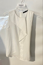 Load image into Gallery viewer, Zara Basic Womens White Ruffled Sleeveless Back Button Blouse Top Size XS
