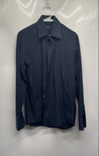 Load image into Gallery viewer, Hugo Boss Mens Blue White Pinstripe Cotton Long Sleeve Dress Shirt Sz 15.5 34/35
