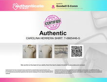 Load image into Gallery viewer, Authentic Carolina Herrera Womens White Cotton Short Sleeve T-Shirt Sz L Stained
