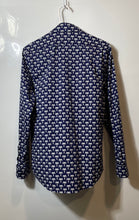 Load image into Gallery viewer, Express Mens Blue White Palm Tree Print Long Sleeve Slim Button-Up Shirt Size XS
