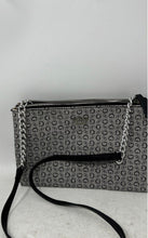 Load image into Gallery viewer, Guess Womens Gray Black Monogram Print Chain Strap Zipper Crossbody Bag
