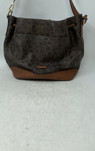 Load image into Gallery viewer, Calvin Klein Womens Brown Monogram Inner Pockets Drawstring Bucket Handbag
