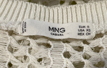 Load image into Gallery viewer, Mango Womens White Crochet Short Sleeve Crew Neck Regular Fit Blouse Top Size XS
