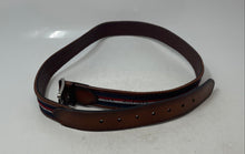 Load image into Gallery viewer, Tommy Hilfiger Mens Brown Navy Red Ribbon Inlay Adjustable Work Belt No Size 44"
