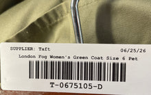 Load image into Gallery viewer, London Fog Womens Green Long Sleeve Belted Double-Breasted Trench Coat Size 6P
