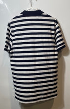 Load image into Gallery viewer, Zara Mens Blue White Striped Cotton Short Sleeve Perfect Polo Shirt Size L
