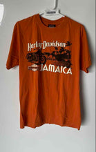 Load image into Gallery viewer, Harley-Davidson Mens Orange Jamaica Crew Neck Short Sleeve Pullover T-Shirt Sz L
