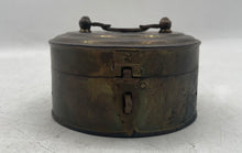 Load image into Gallery viewer, Brass-Tone Locking Latch Carry Handle Round Shape Incense Cricket Box
