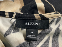 Load image into Gallery viewer, Alfani Womens Black Light Brown Botanical Print Asymmetrical Hem Blouse Top Sz M
