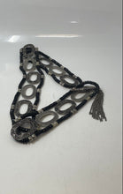 Load image into Gallery viewer, Suzi Roher Womens Black Silver Color Beaded Oval Chain Toggle Waist Belt
