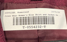 Load image into Gallery viewer, Jones Wear Womens Wine Single-Breasted 2-Piece Skirt And Blazer Set Size 8
