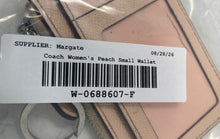 Load image into Gallery viewer, Coach Womens Peach Pebbled Leather ID &amp; Credit Card Slots Small Coin Wallet

