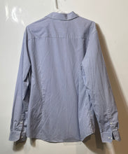 Load image into Gallery viewer, H&amp;M Mens Blue Striped Long Sleeve Slim Fit Easy Iron Button-Up Shirt Size L
