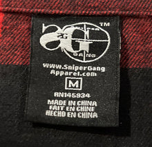 Load image into Gallery viewer, Sniper Gang Mens Red Black Plaid Collared Button-Up Shirt Size Medium
