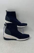 Load image into Gallery viewer, Michael Kors Womens Skyler Blue Round Toe Wedge Heel Sock Sneaker Shoes Size 8 M
